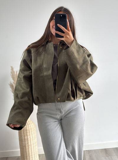 Novo-Giacca in Scamosciato Kaki