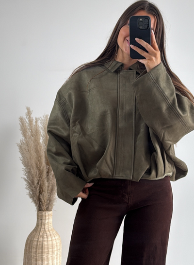 Novo-Giacca in Scamosciato Kaki