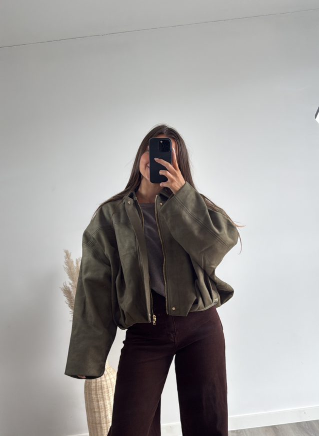 Novo-Giacca in Scamosciato Kaki