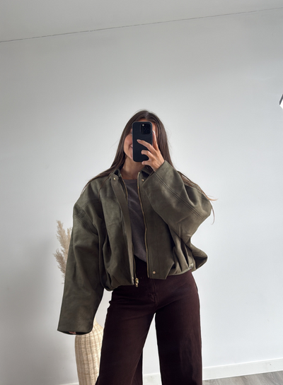 Novo-Giacca in Scamosciato Kaki