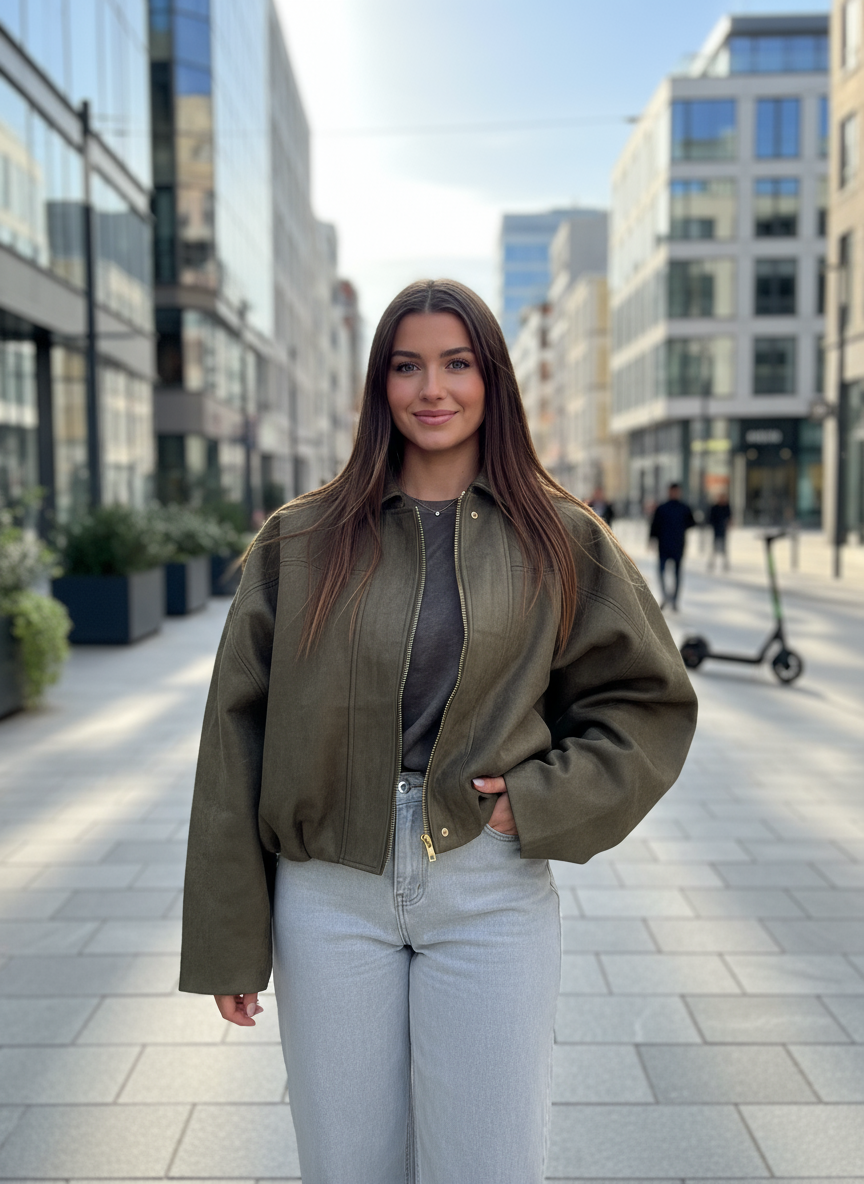 Novo-Giacca in Scamosciato Kaki