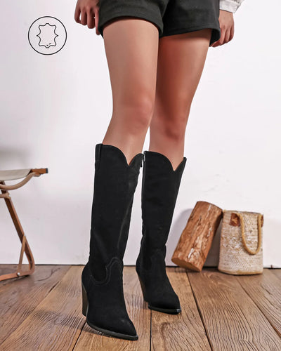 Talía™ | Stivali alti in pelle marrone